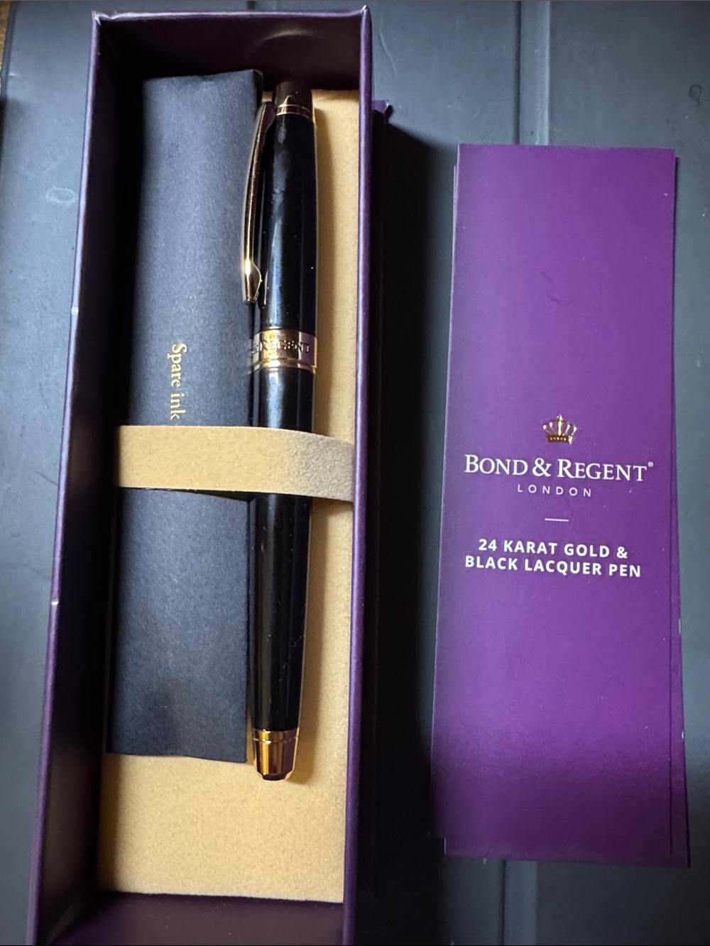 Black Lacquer Pen with 24K Gold Accents